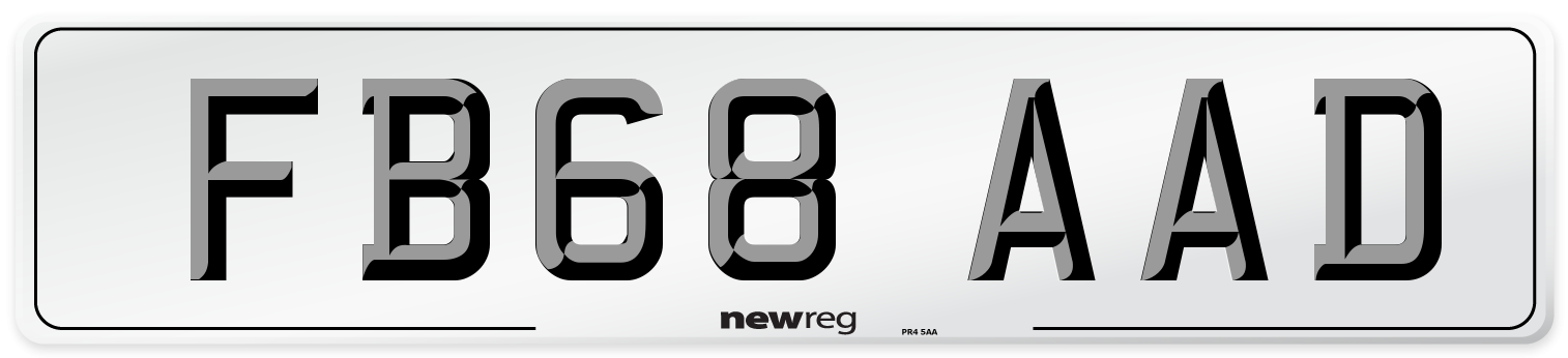FB68 AAD Number Plate from New Reg